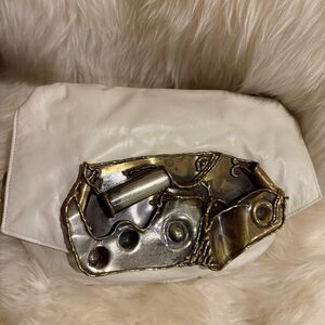 Fancy Nancy Vintage Brutalist Style Creamy White  Leather Bag